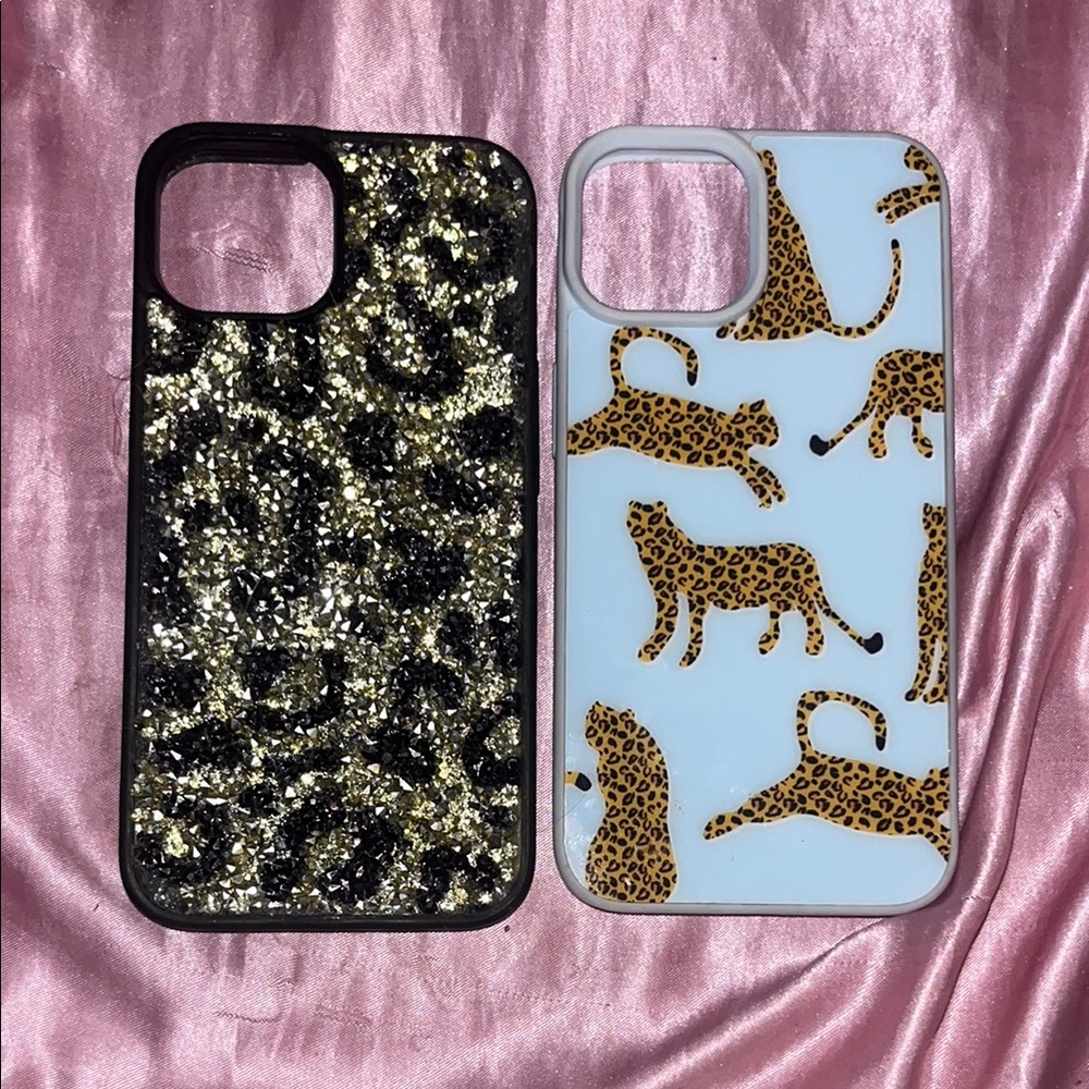 Leopard Print and Glitter Phone Cases